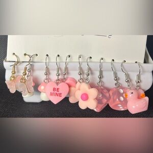 Cute Hanging Earrings Set – Hearts, Mushrooms, Butterflies & Ducks